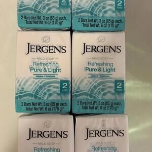 Jergens Mild Soap, Refreshing Pure And Light. 6 Pack, 12  Bars 3 Oz ea. New